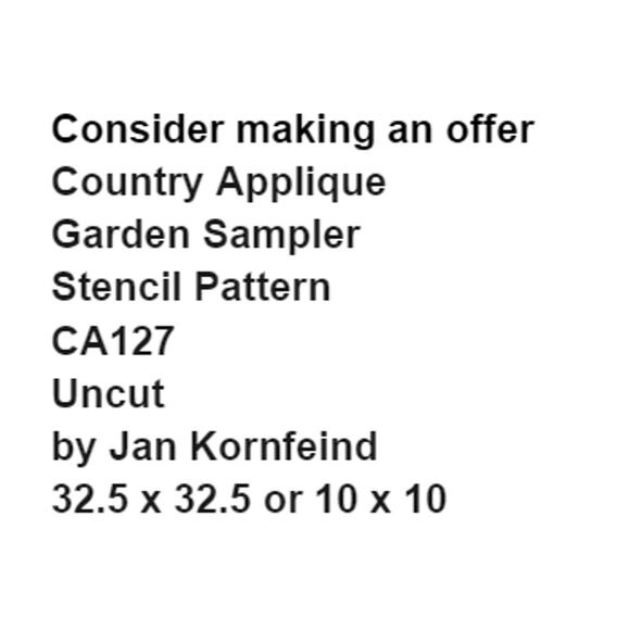 Country Applique CA127 Pattern Garden Sampler Stencil 32.5 x 32.5 Cozy Comfort - Picture 3 of 7